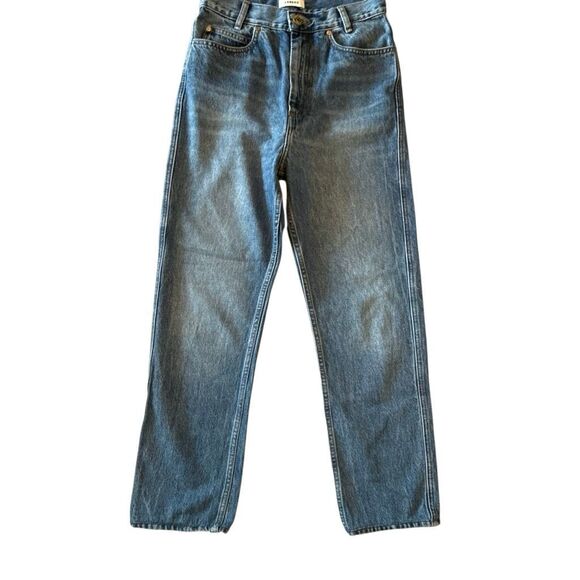 Sandro High Rise Zip Fly Straight Leg Crop Denim Jeans Blue Size 36 - Picture 1 of 9